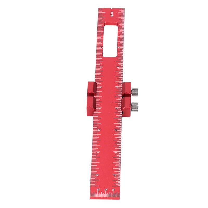 8 Inch Aluminum Alloy Woodworking Ruler Adjustable Sliding Marking Tool with Locking Dual Scale - Image 2